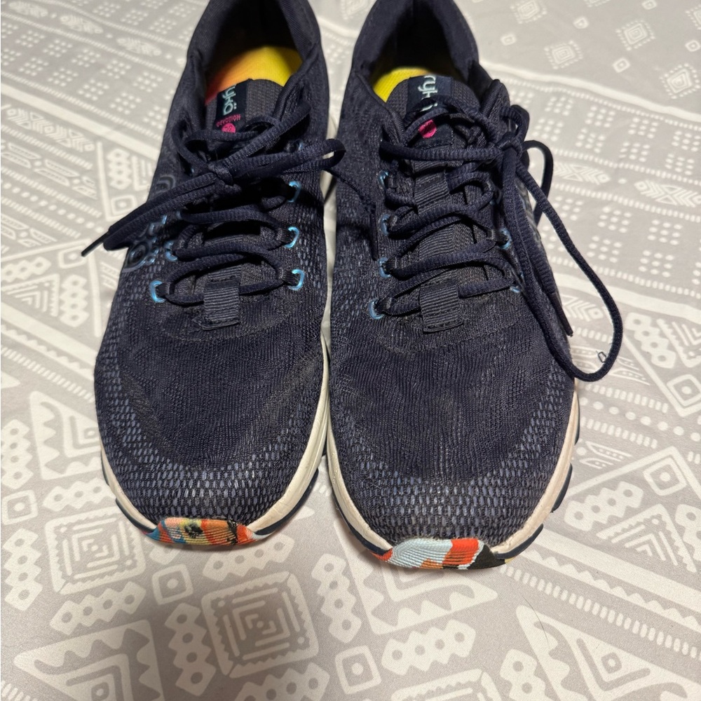 Navy Athletic Sneakers with Colorful Accents